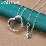 925 Silver Heart Pendant Necklace For Women Wedding Party Gift