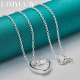 925 Silver Heart Pendant Necklace For Women Wedding Party Gift