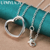 925 Silver Heart Pendant Necklace For Women Wedding Party Gift