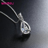 925 Silver Necklace Clear Tear Shaped Cubic Zircon Stone Jewelry