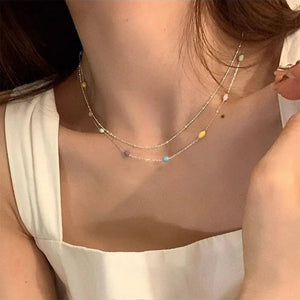 925 Silver Glaze Candy Colour Necklace Women Vintage Jewelry