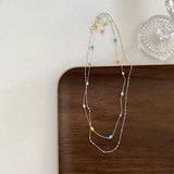 925 Silver Glaze Candy Colour Necklace Women Vintage Jewelry