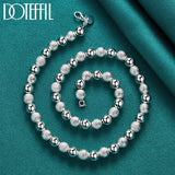 925 Silver 8mm Bead Ball Chain Necklace Matte Smooth Wedding Engagement