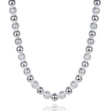 925 Silver 8mm Bead Ball Chain Necklace Matte Smooth Wedding Engagement