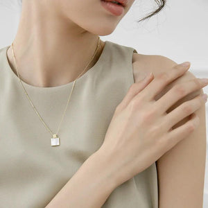 925 Silver Shell Geometry Necklace for Women Girl Gift Minimalism
