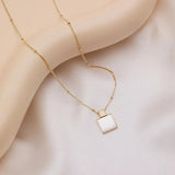 925 Silver Shell Geometry Necklace for Women Girl Gift Minimalism