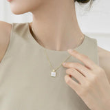 925 Silver Shell Geometry Necklace for Women Girl Gift Minimalism