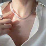 925 Silver Sparkling Chain Choker Necklace for Women