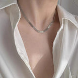 925 Silver Sparkling Chain Choker Necklace for Women