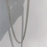 925 Silver Sparkling Chain Choker Necklace for Women