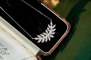 Women's 925 Silver Feather Zircon Pendant Necklace