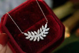 Women's 925 Silver Feather Zircon Pendant Necklace
