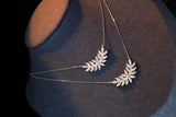Women's 925 Silver Feather Zircon Pendant Necklace