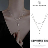 925 Sterling Silver Double Necklaces Pendant for Women