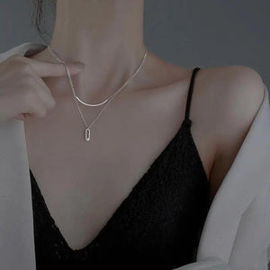 925 Sterling Silver Double Necklaces Pendant for Women