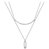 925 Sterling Silver Double Necklaces Pendant for Women