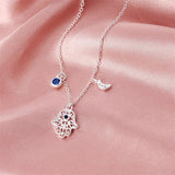 925 Silver Moon Hand Pendant Necklace for Women