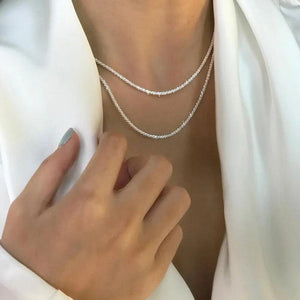 Italian Sterling Silver Clavicle Chain Choker Necklace