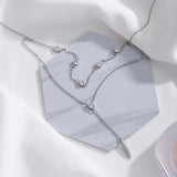 925 Silver Double Layer Necklace Geometric Choker