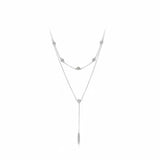 925 Silver Double Layer Necklace Geometric Choker
