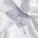 925 Silver Double Layer Necklace Geometric Choker