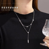925 Silver Double Layer Necklace Geometric Choker