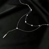 925 Silver Double Layer Necklace Geometric Choker