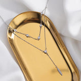 925 Silver Double Layer Necklace Geometric Choker