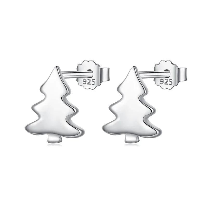 925 Sterling Silver Xmas Tree Stud Earrings for Women