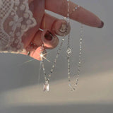 925 Silver Green Square Zirconia Necklace Pendant Delicate Collarbone Chain