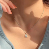 925 Silver Zircon Lock Necklace for Women Delicate Choker Jewelry