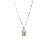 925 Silver Zircon Lock Necklace for Women Delicate Choker Jewelry