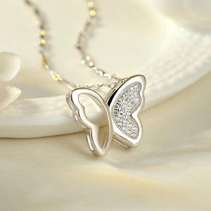 925 Silver Butterfly Pendant Necklace with Zircon