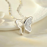 925 Silver Butterfly Pendant Necklace with Zircon