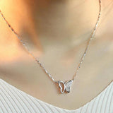 925 Silver Butterfly Pendant Necklace with Zircon