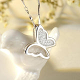 925 Silver Butterfly Pendant Necklace with Zircon