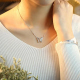 925 Silver Butterfly Pendant Necklace with Zircon