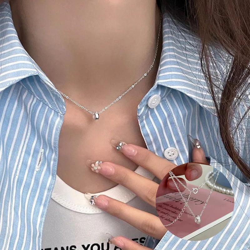 925 Silver Zircon Small Bead Necklace for Women