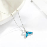 925 Silver Mermaid Fishtail Drop Necklace Glaze INS Fine Jewelry