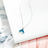 925 Silver Mermaid Fishtail Drop Necklace Glaze INS Fine Jewelry
