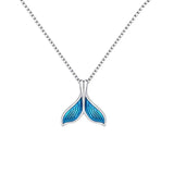 925 Silver Mermaid Fishtail Drop Necklace Glaze INS Fine Jewelry