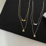 925 Silver Double Circle Letter Necklace Women Fine Jewelry
