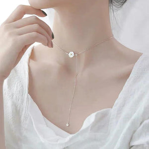 925 Silver Shell Necklace for Women Girl Gift Flower Chrysanthemum Tassels Jewel
