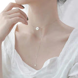 925 Silver Shell Necklace for Women Girl Gift Flower Chrysanthemum Tassels Jewel