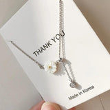 925 Silver Shell Necklace for Women Girl Gift Flower Chrysanthemum Tassels Jewel
