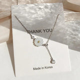 925 Silver Shell Necklace for Women Girl Gift Flower Chrysanthemum Tassels Jewel