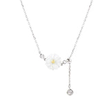 925 Silver Shell Necklace for Women Girl Gift Flower Chrysanthemum Tassels Jewel