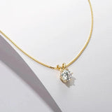 925 Silver Zirconia Necklace Charm Pendant Choker Birthday Gift