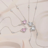 925 Silver Zircon Sweet Heart Pendant Necklace Gift for Women