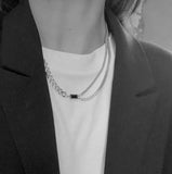 925 Silver Zircon Necklace Women Party Jewelry Double-layered Clavicle Chain